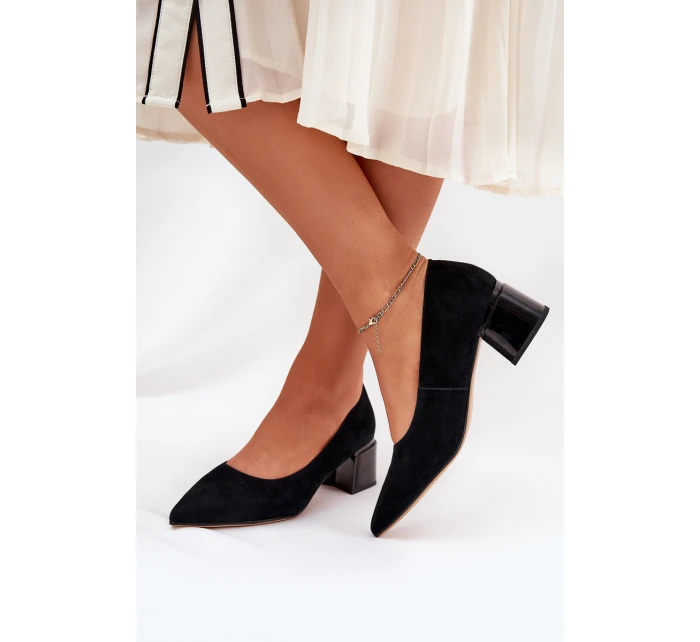 Semišové Hladké Lodičky S  Černé model 21686675 - VINCEZA