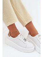 Kožené dámské tenisky na platformě s přezkou Vinceza 39973 Bílé Kožené dámské tenisky na platformě s přezkou Vinceza 39973 Bílé