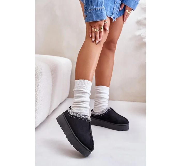 Sněhule Dámské Na Platformě Zateplené Kožíškem Černé Remenia Sněhule Dámské Na Platformě Zateplené Kožíškem Černé Remenia