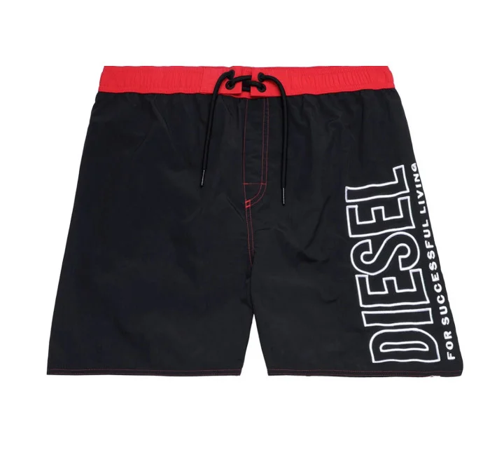 Pánské koupací šortky 00SV9U-0PCAU-900 - černá/červená - Diesel