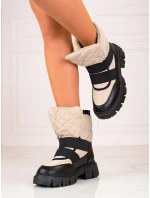 Moderní hnědé sněhule dámské bez podpatku Moderní hnědé sněhule dámské bez podpatku