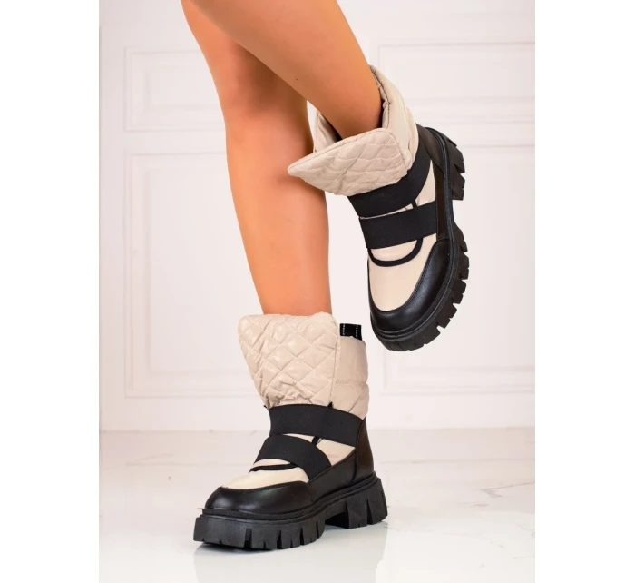 Moderní hnědé sněhule dámské bez podpatku Moderní hnědé sněhule dámské bez podpatku