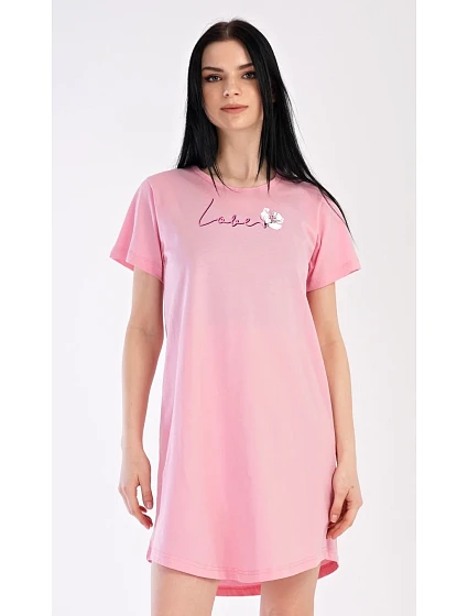 Dámská noční košile s krátkým rukávem I love model 22408065 - Vienetta Dámská noční košile s krátkým rukávem I love model 22408065 - Vienetta
