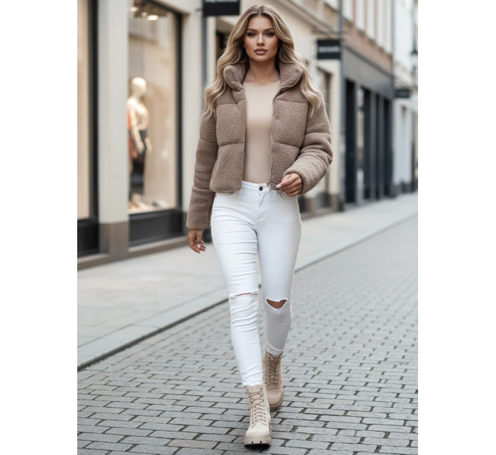 Dámská zimní bunda krátká alpaka CELESTIAL camel FashionStreet TY4482z