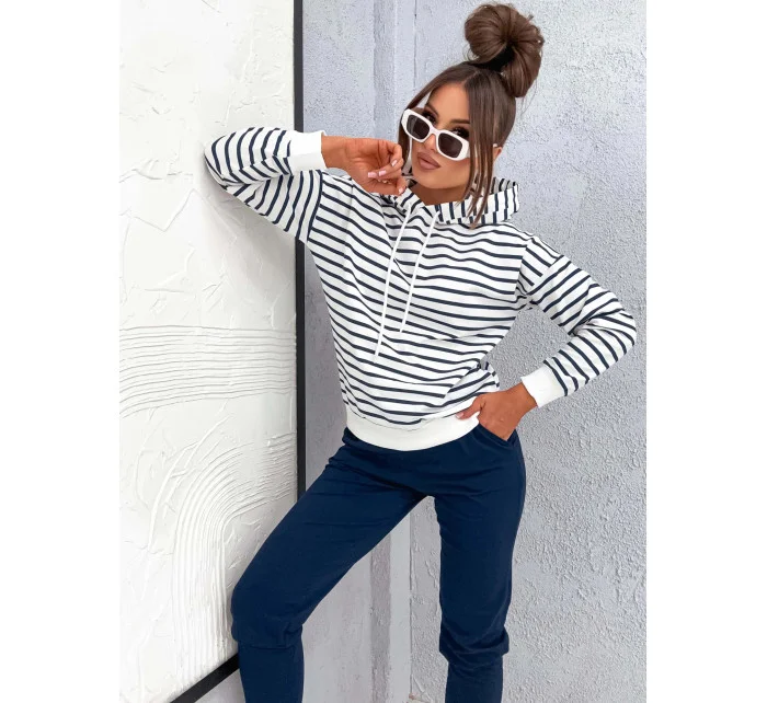 Tmavě modrý dámský bavlněný teplákový komplet s mikinou model 21777414 - Moon