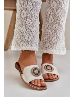 Kožené Pantofle S Dekorací Na Plochém Podpatku Zlato Lewski model 21682248 - Boto Kožené Pantofle S Dekorací Na Plochém Podpatku Zlato Lewski model 21682248 - Boto