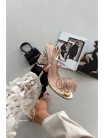 Sandály na podpatku s krystaly D&A MR52-237 zlaté Sandály na podpatku s krystaly D&A MR52-237 zlaté