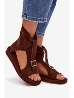 Dámské sandály s páskem čokoládové model 21943381 - Boto