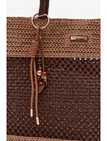 Velká Pletená Nákupní Taška s Hnědá model 22111682 - Flora&Co Velká Pletená Nákupní Taška s Hnědá model 22111682 - Flora&Co