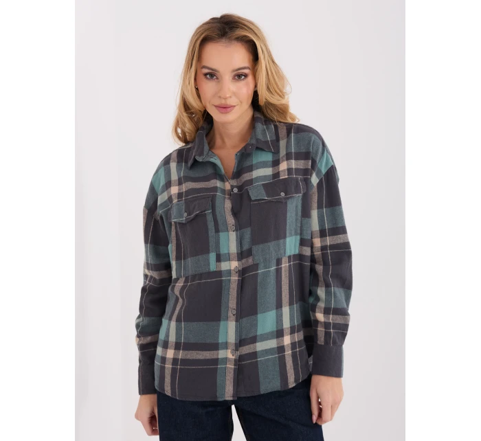 Košile D71720Z11085B šedá modrá Košile D71720Z11085B šedá modrá