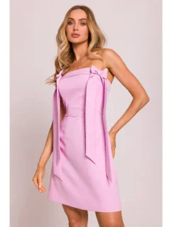 Šaty s mašlemi růžové model 20970703 - Moe