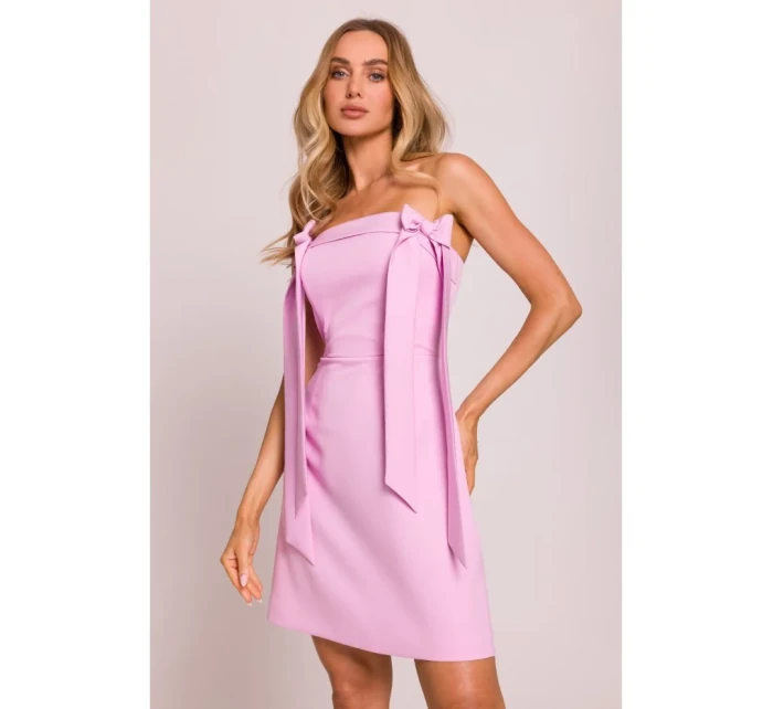 Šaty s mašlemi růžové model 20970703 - Moe Šaty s mašlemi růžové model 20970703 - Moe