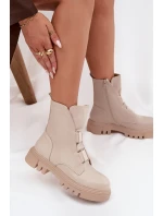 Dámské zateplené workery na zip z eko kůže Jezzi Mailyra – světle béžové