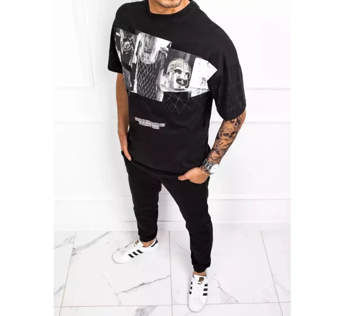 Pánské tričko s potiskem černé FashionStreet RX4845 Pánské tričko s potiskem černé FashionStreet RX4845
