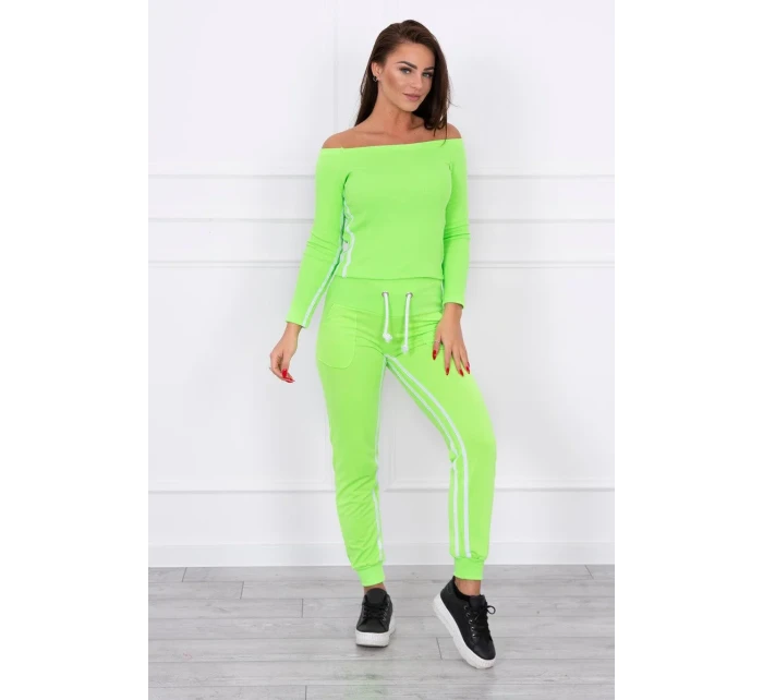 Sada s dvojitým lemováním v neonově zelené barvě