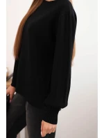 Dámský viskózový svetr s dlouhým rukávem a rozparkem po model 21410298 černý - K-Fashion