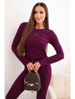Dámská bavlněná souprava s dlouhým rukávem a legínami švestková Dámská bavlněná souprava s dlouhým rukávem a legínami švestková