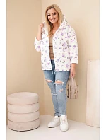 Dámská jarní bunda Plus Size s drobným květinovým vzorem fialová