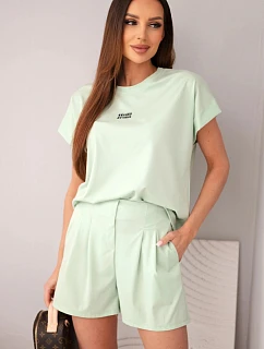 Dámský komplet z s halenkou a šortkami se tmavá mátová model 22147952 - K-Fashion