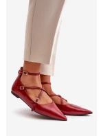 Dámské baleríny se  a pásky bordové model 21670189 - Boto