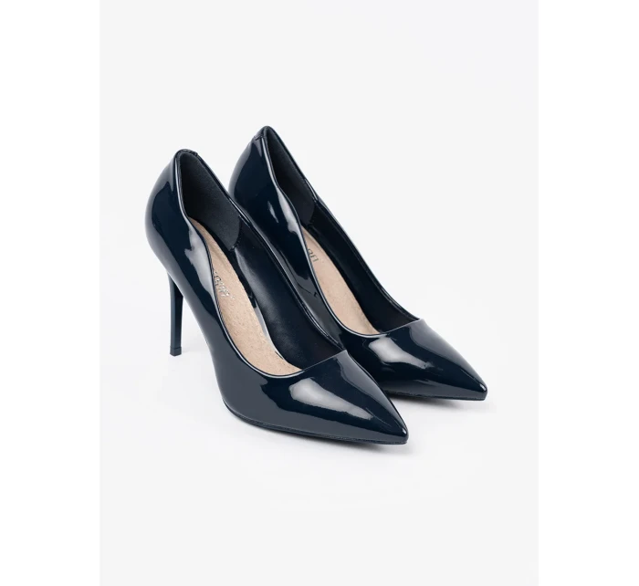 Praktické tmavě modré  lodičky dámské na jehlovém podpatku