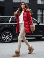 Dámská prošívaná zimní bunda s kapucí červená FashionStreet TY5321