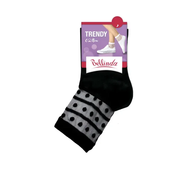 Dámské ponožky s ozdobným lemem model 15443297 COTTON SOCKS  černá - Bellinda