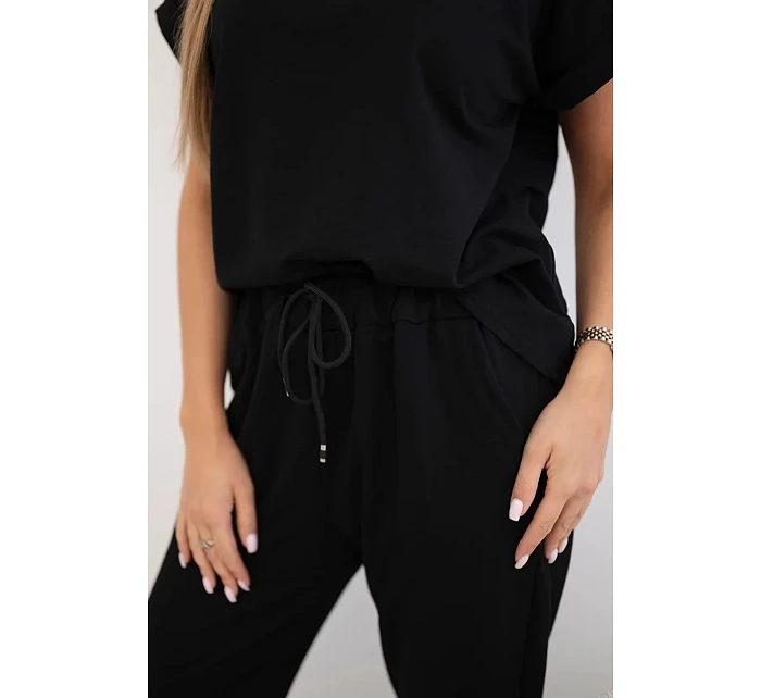 Bavlněný komplet halenka + kalhoty černý Bavlněný komplet halenka + kalhoty černý