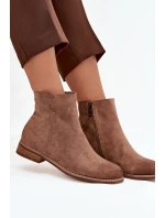 Dámské kotníkové boty na ploché podrážce model 21712281 světle hnědé - VINCEZA