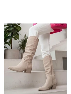 Kozačky na podpatku na zip model 232158 Solea