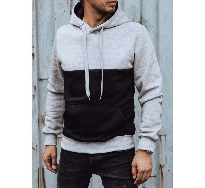 Pánská mikina s kapucí světle šedá FashionStreet BX5799