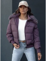Dámská prošívaná zimní bunda s kožešinou COLDPACK fialová FashionStreet TY4431