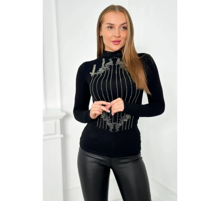 Pletená halenka se  vzorem černá model 19062274 - K-Fashion