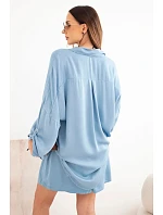 Dámský viskózový komplet košile s knoflíky a volné kraťasy džínový