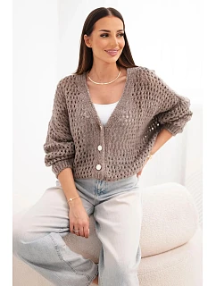 Dámský svetr oversized s knoflíky a průstřihy fango zelený