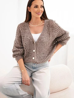 Dámský svetr oversized s knoflíky a průstřihy fango zelený