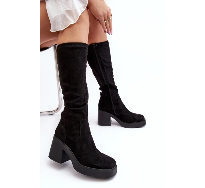 Dámské kotníkové boty na masivním sloupku D&A SN622-10A černé