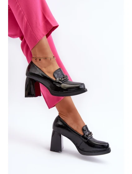 Lakované lodičky na robustním podpatku černé Terimene