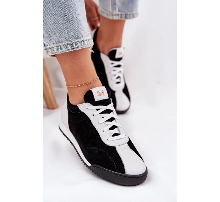 Dámské Kožené Sportovní Boty model 21690049 Černé - Laura Messi Dámské Kožené Sportovní Boty model 21690049 Černé - Laura Messi