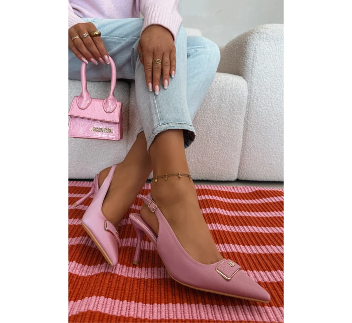 Sandály Podpatky Dámské S Ozdobným Detalem Růžové model 21937397 - Boto
