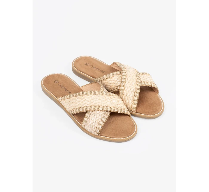 Zajímavé hnědé nazouváky dámské na plochém podpatku Zajímavé hnědé nazouváky dámské na plochém podpatku