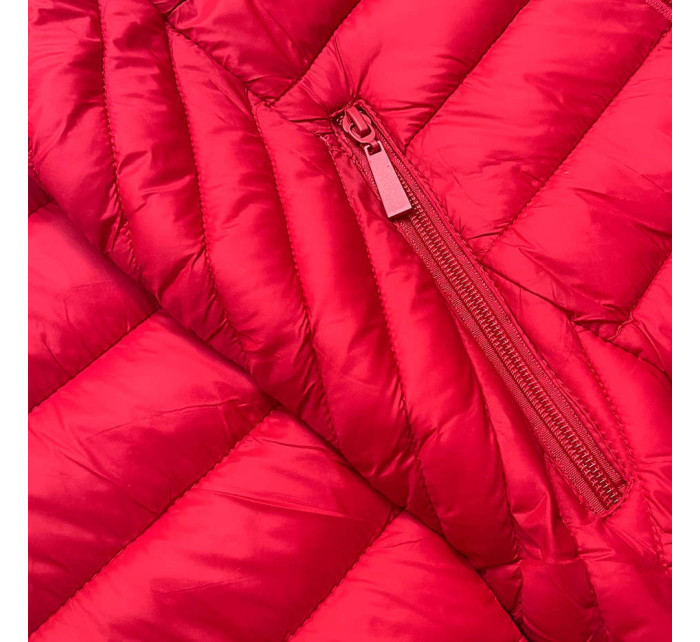 Červená prošívaná dámská bunda pro přechodné období model 17663244 - J.STYLE
