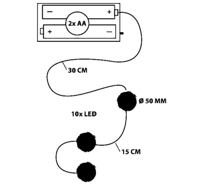 SVĚTLA GIRLANDY KOŽEŠINOVÉ KOULE NA BATERIE 50MM VEDL TEPLÁ BÍLÁ