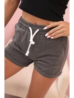 Dámské bavlněné šortky s gumou a vázáním v pase grafitové