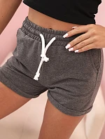 Dámské bavlněné šortky s gumou a vázáním v pase grafitové