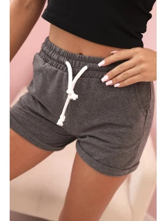 Dámské bavlněné šortky s gumou a vázáním v pase grafitové