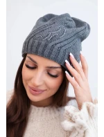 Dámská zimní vlněná čepice s ozdobnými krystalky K399 černá