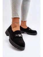 Dámské semišové mokasíny s ozdobou černé Loraleima