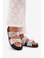 Vzory Sandály Dámské Na Platformě Modré model 21703798 - Boto Vzory Sandály Dámské Na Platformě Modré model 21703798 - Boto