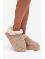 Dámské sněhule na platformě s kožešinkou a prošitími světle béžové Arelina Dámské sněhule na platformě s kožešinkou a prošitími světle béžové Arelina